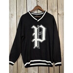 FSBN • Fishbone • Gothic "P" Varsity Knit Sweater • Relaxed Fit V-Neck • Y2K •L